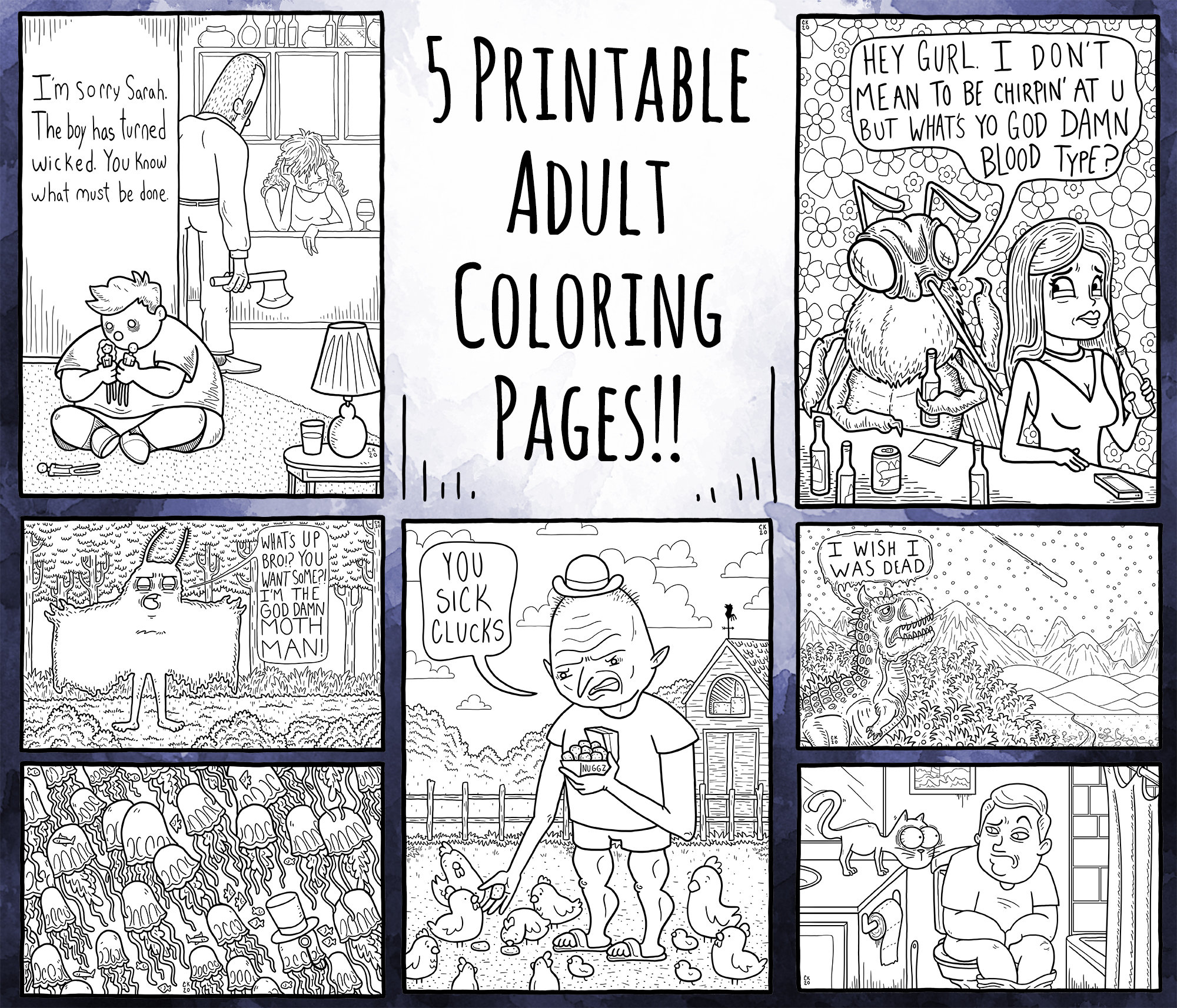 Let's Get Weird: Adult Coloring Pages 5 Printable Coloring Pages ...