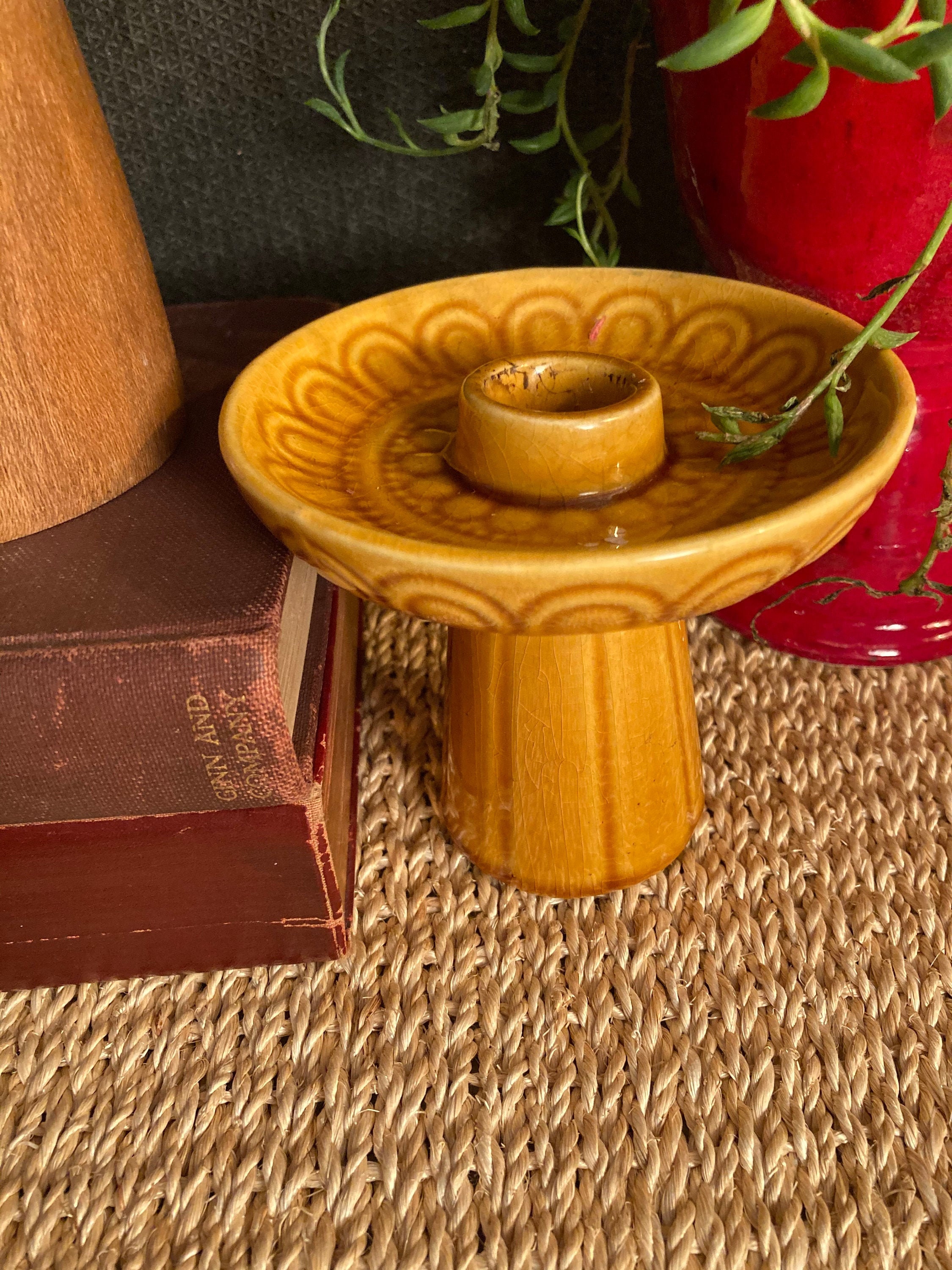 Mid century modern ceramic pillar candle holder. Danish modern Etsy