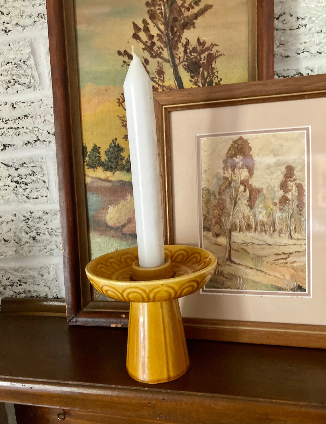 Mid century modern ceramic pillar candle holder. Danish modern Etsy