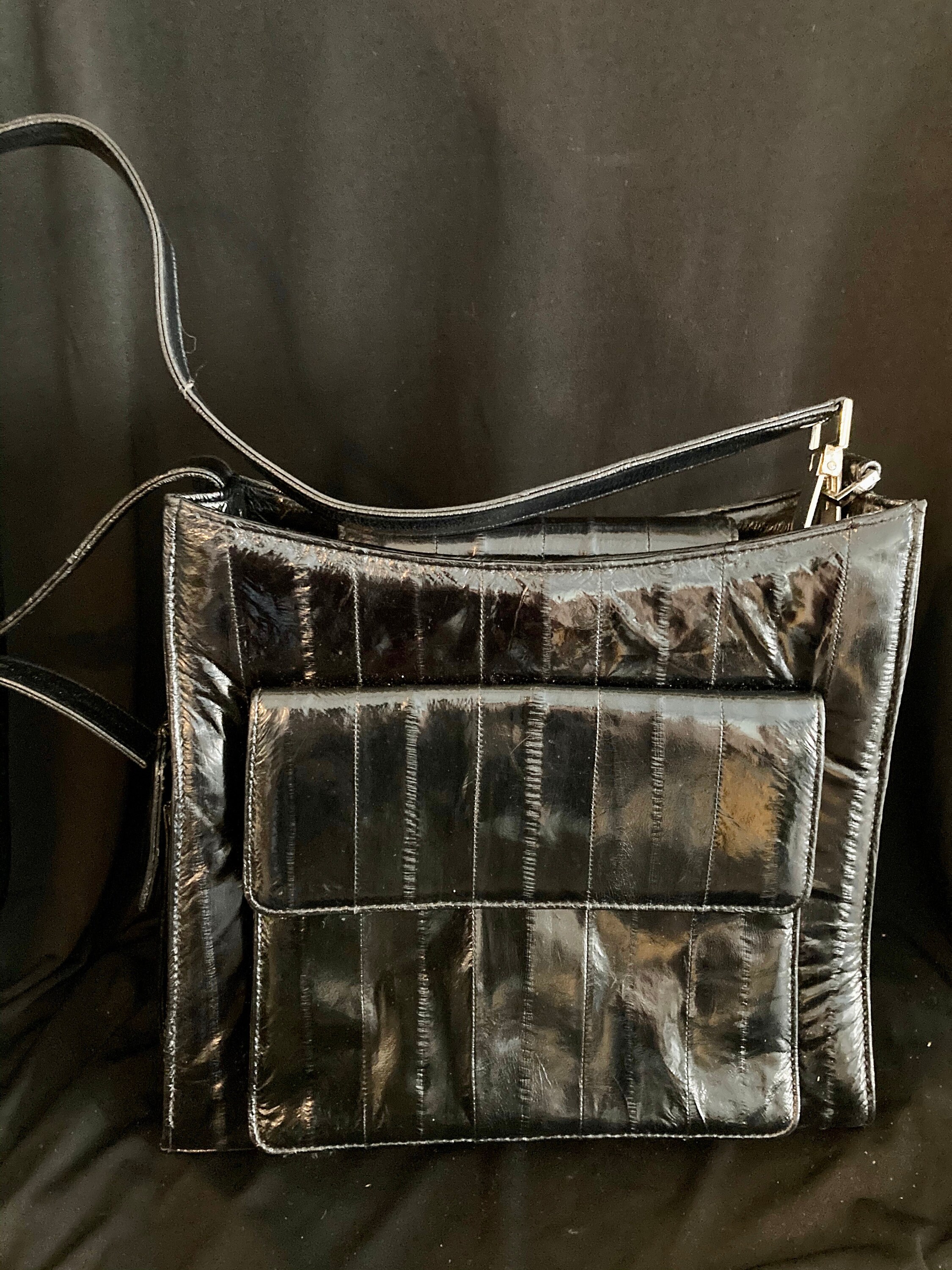Lee Sands purse. 80s Eel skin purse. Crossbody adjustable Etsy
