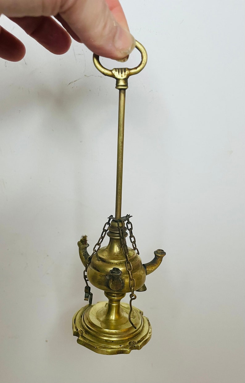 7inch Antique Whale Oil Lantern. Three Arm Brass Hanging Etsy