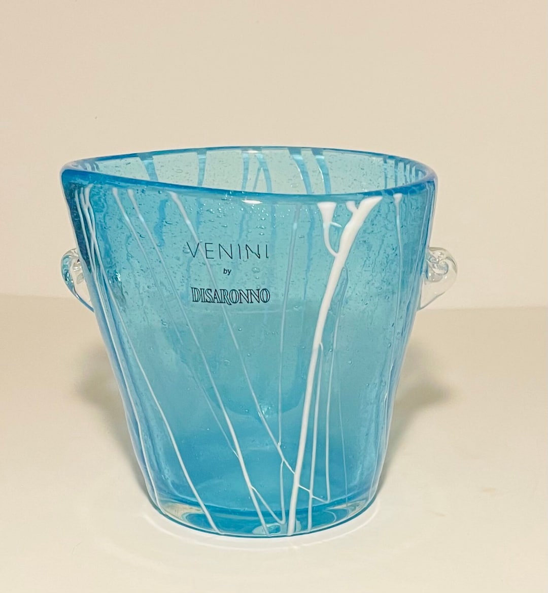 Murano Venini Art Glass Ice Bucket. Hand Blown Aqua Glass Etsy