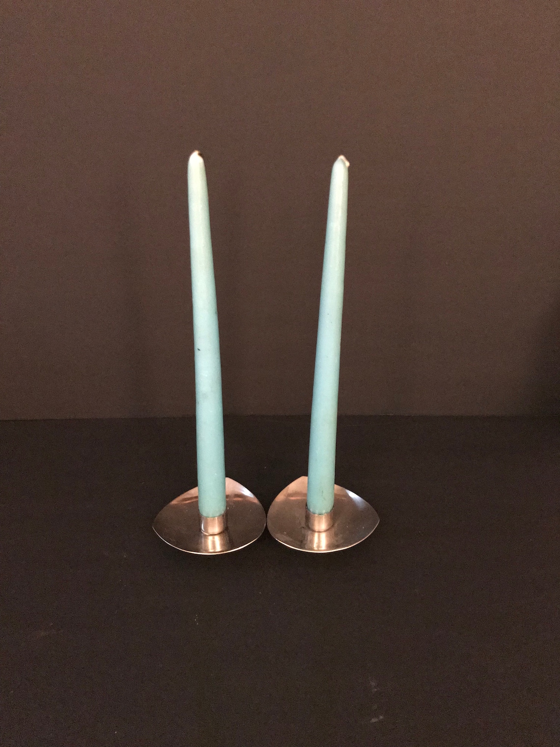 Pair of Danish modern candle holders. Stainless steel taper Etsy
