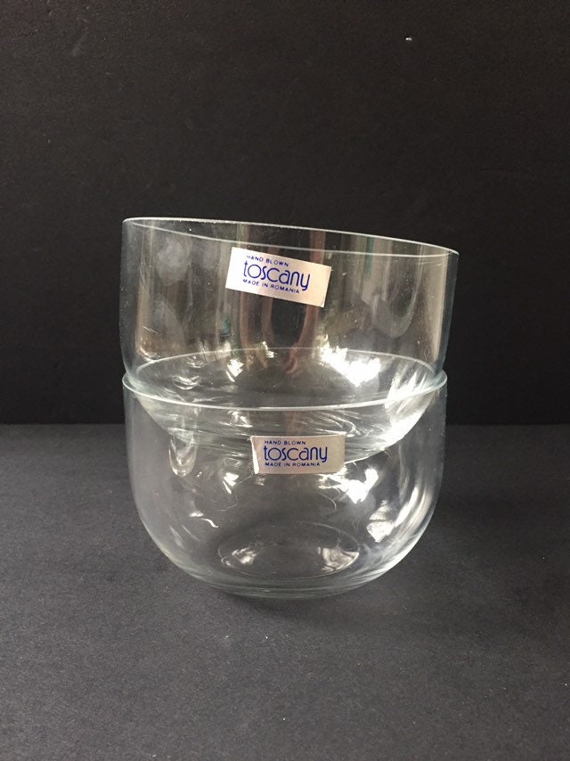 Stunning hand blown glass five piece salad bowl set. Toscany Etsy