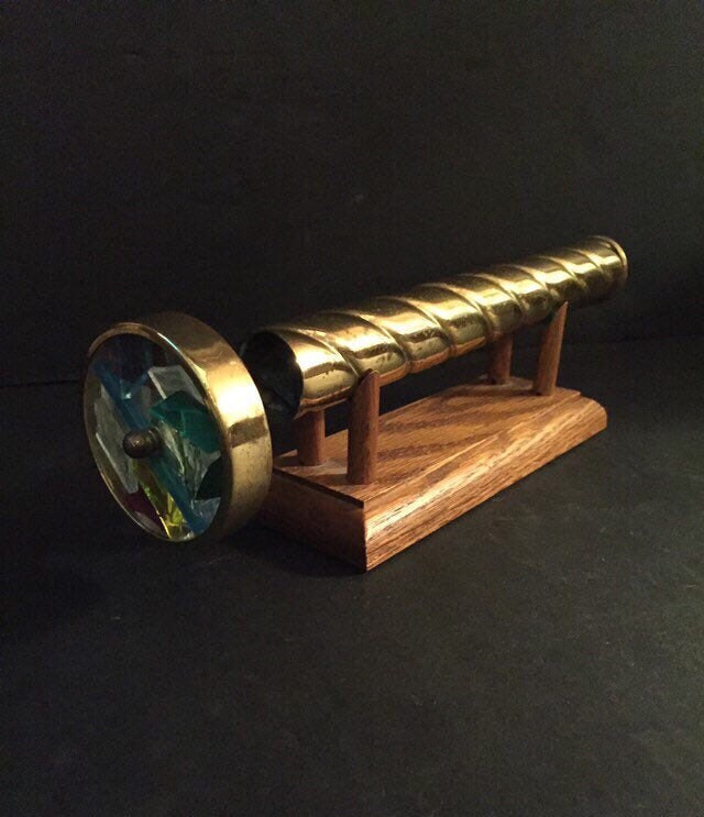 Large brass kaleidoscope. Collectible glass and brass Etsy