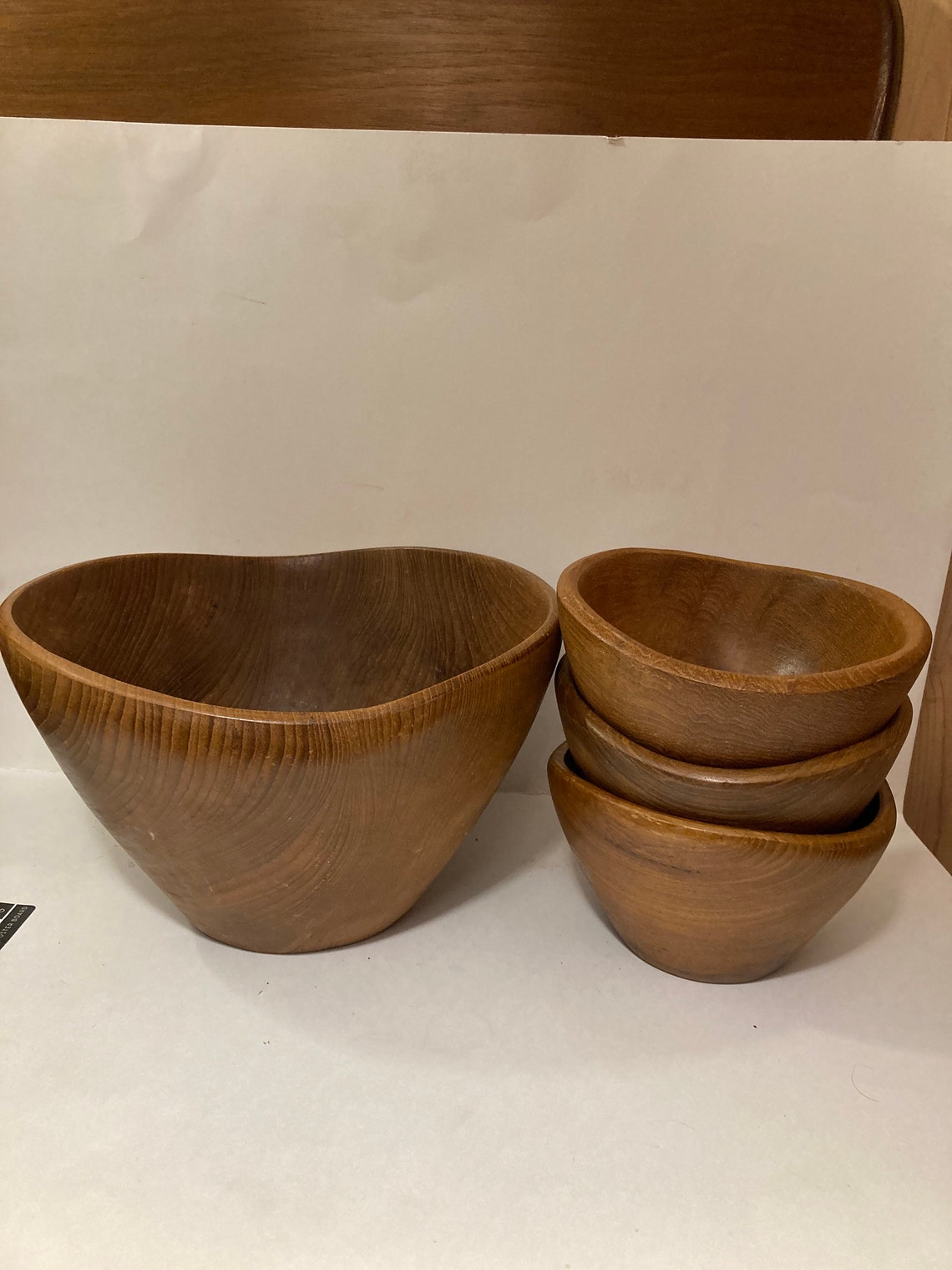Teak wood salad bowl set. Thailand 60s teakwood salad set. Etsy
