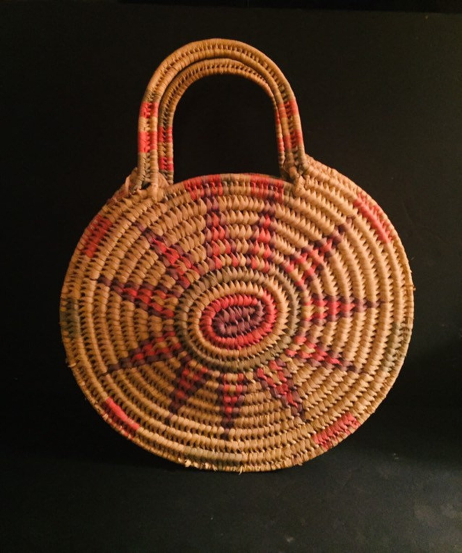 Coiled raffia circle basket purse. Colorful raffia coiled sun Etsy