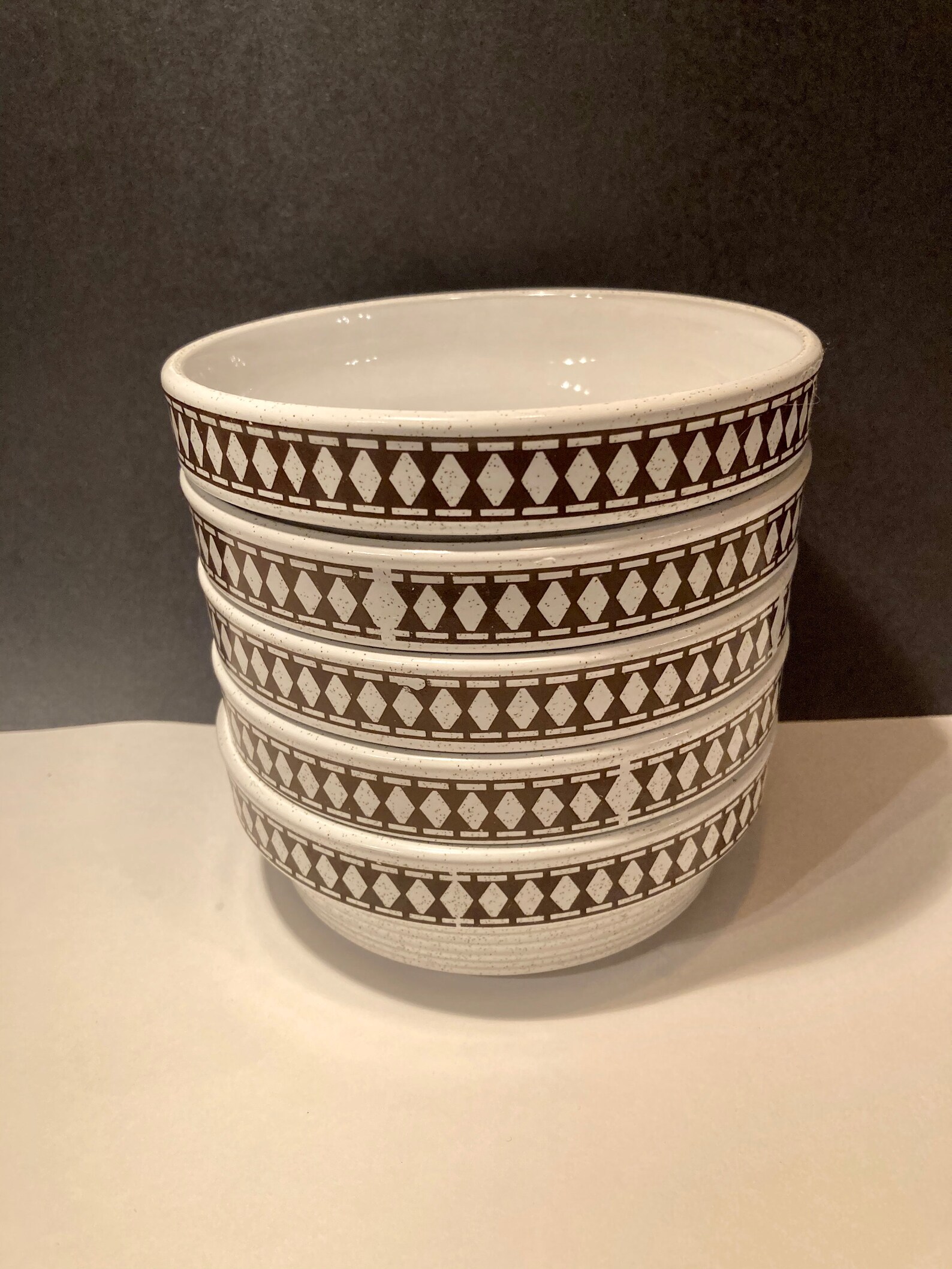 Set of 5 Mikasa Stoneware Bowls. Black and White 70s Boho Etsy