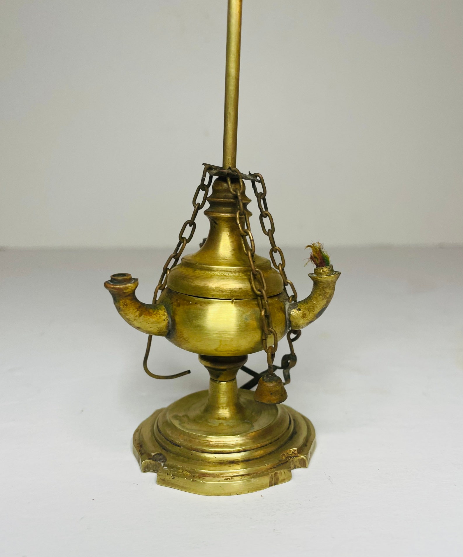7inch Antique Whale Oil Lantern. Three Arm Brass Hanging Etsy
