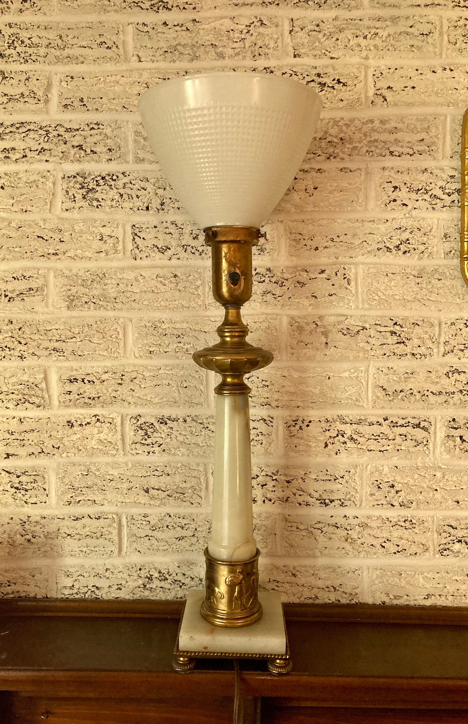 Antique Art Deco torchiere table lamp. Brass and pear slag Etsy