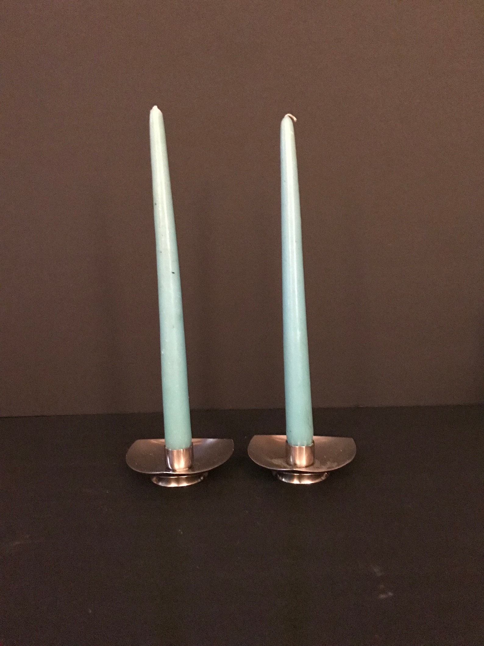 Pair of Danish modern candle holders. Stainless steel taper Etsy