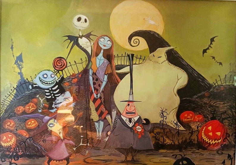 Rare buy Nightmare Before Christmas art poster. Eric Robinson framed & matted art poster. Disney art poster. Halloween/Christmas wall art.