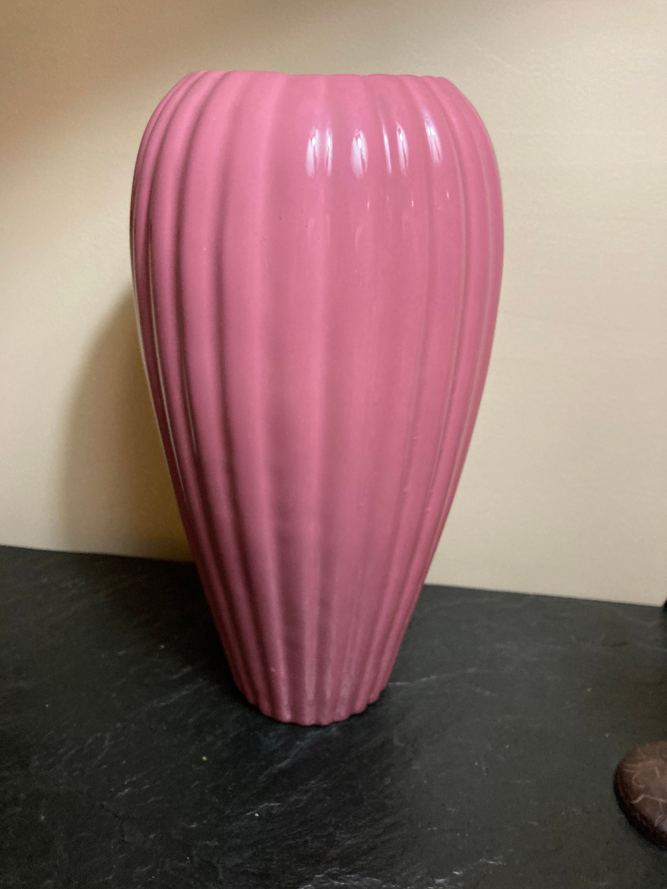 Art Deco revival vase. 80s Art Deco revival pink vase. Large Etsy