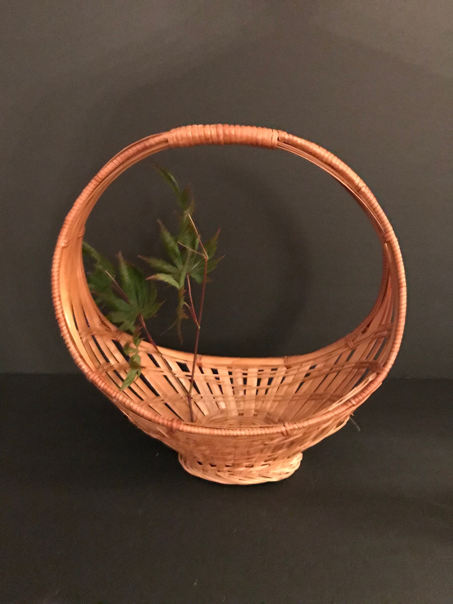 Japanese ikebana basket. Wicker bamboo basket. Bohemian Etsy