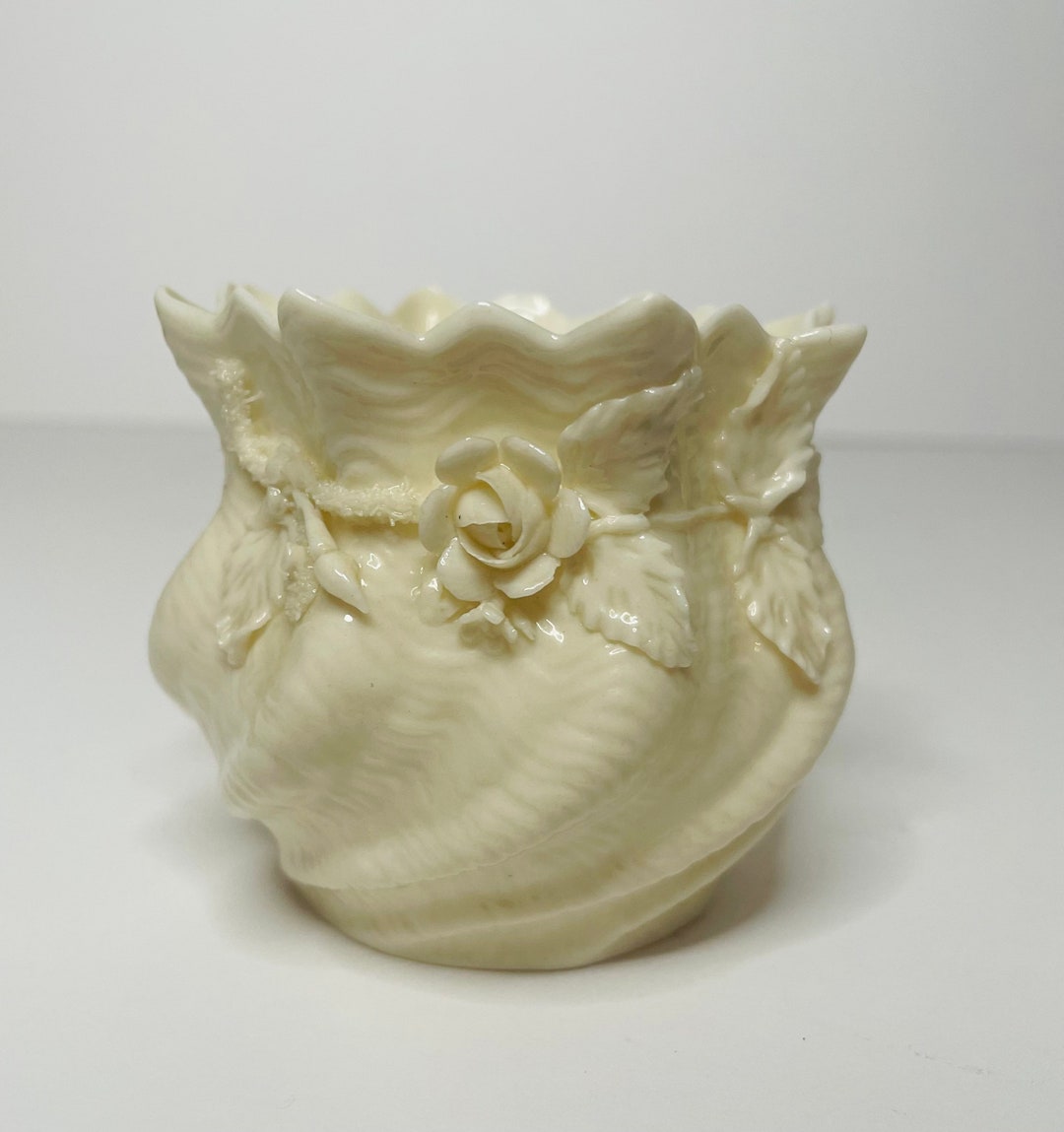 Beleek Neptune Spill Vase With Applied Roses. Parian Ware - Etsy