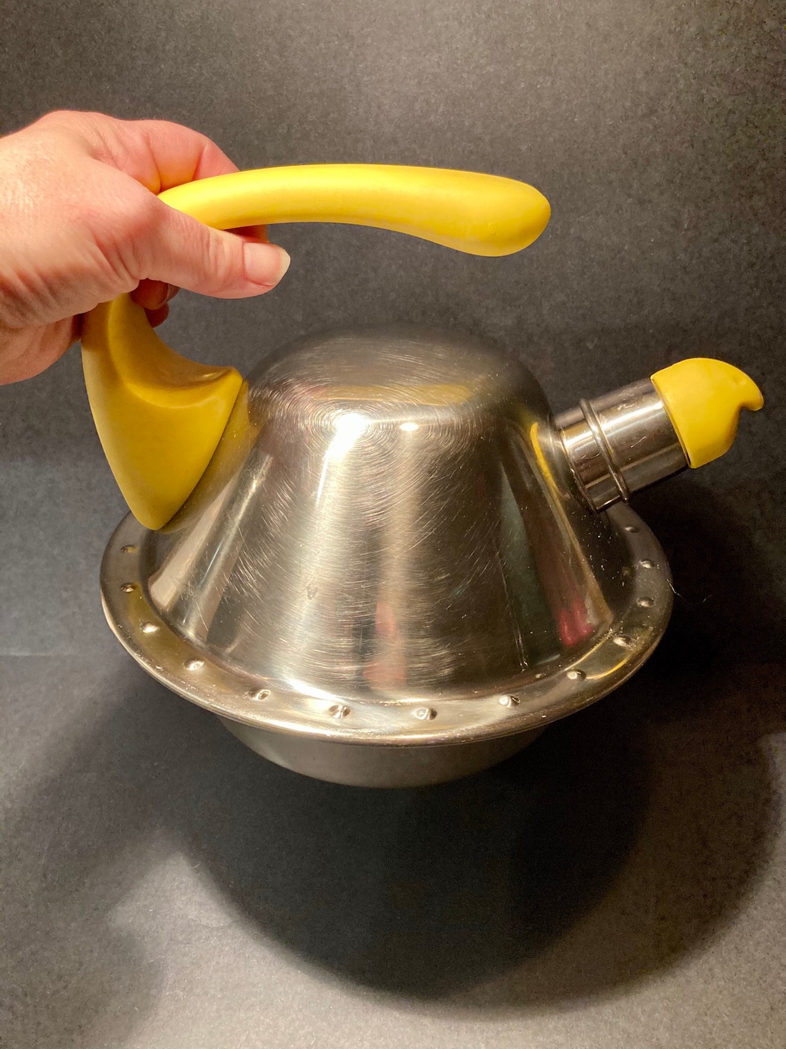 Rare IKEA tea kettle. Stainless traps pit with canary yellow Etsy