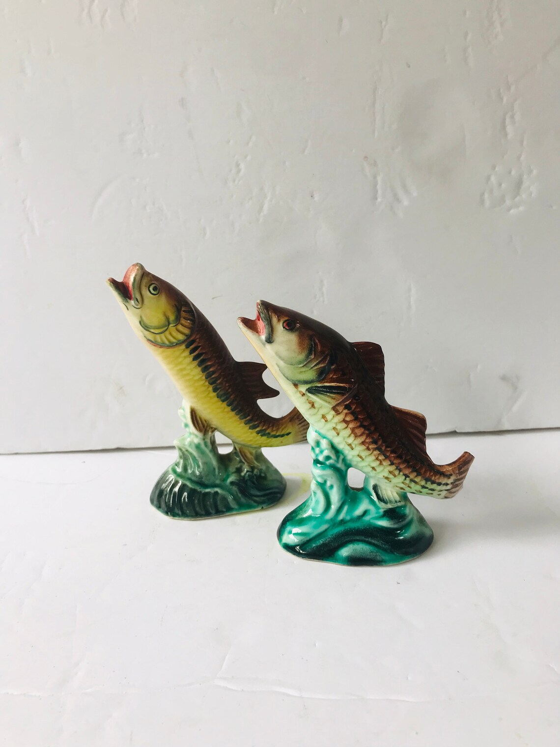 Pair of trout figurines. Fish figurines. Ceramic trout. Etsy