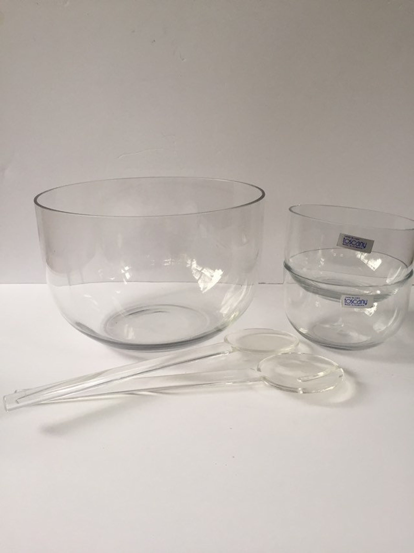 Stunning hand blown glass five piece salad bowl set. Toscany Etsy