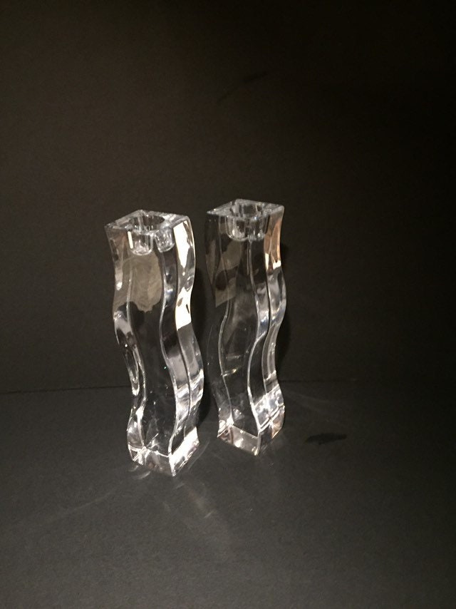 Lenox 8inch crystal candle holders. Lenox 100 lead crystal Etsy