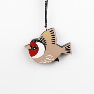 Hand Painted Goldfinch Christmas Ornament: British Garden Bird Art