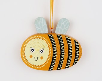 Large Yellow Bee Spring Summer Easter Gift Honey Bee Wooden Hanging Decoration 