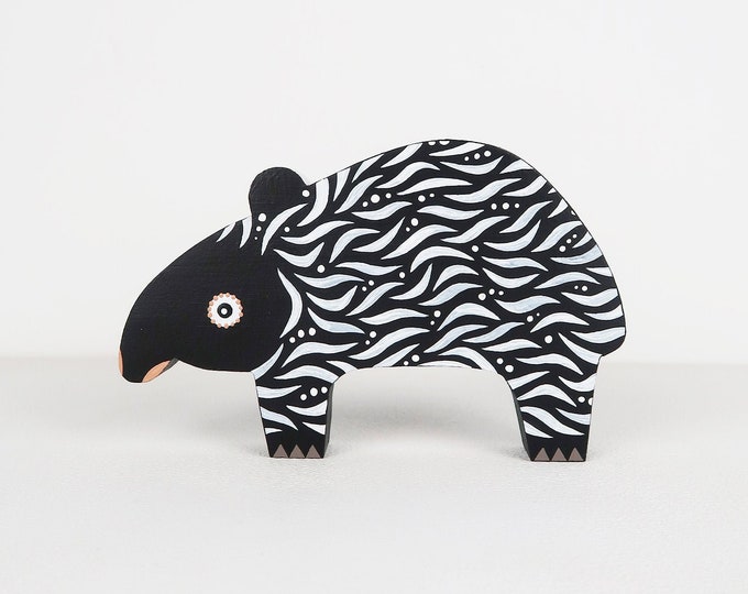 Tapir - free standing - animal figurine - cheerful home decor - animal ornament - jungle nursery decor - kids room decoration - wooden