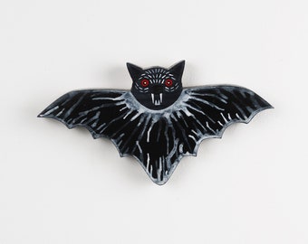 bat decoration for wall, halloween hanging decor, flying bat painting, creepy cute wall art, spooky gift for her, living room black ornament