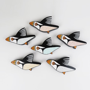 Handmade Wooden Puffin Wall Art: British Wildlife Decor