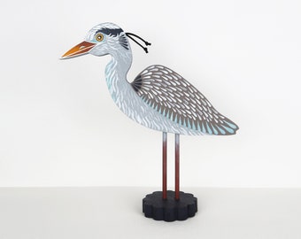 Grey heron decoration - free standing bird statue - British wildlife - nature inspired - fisherman gift - housewarming gift - shelf ornament