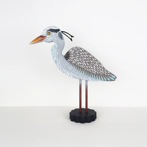 Grey heron decoration - free standing bird statue - British wildlife - nature inspired - fisherman gift - housewarming gift - shelf ornament