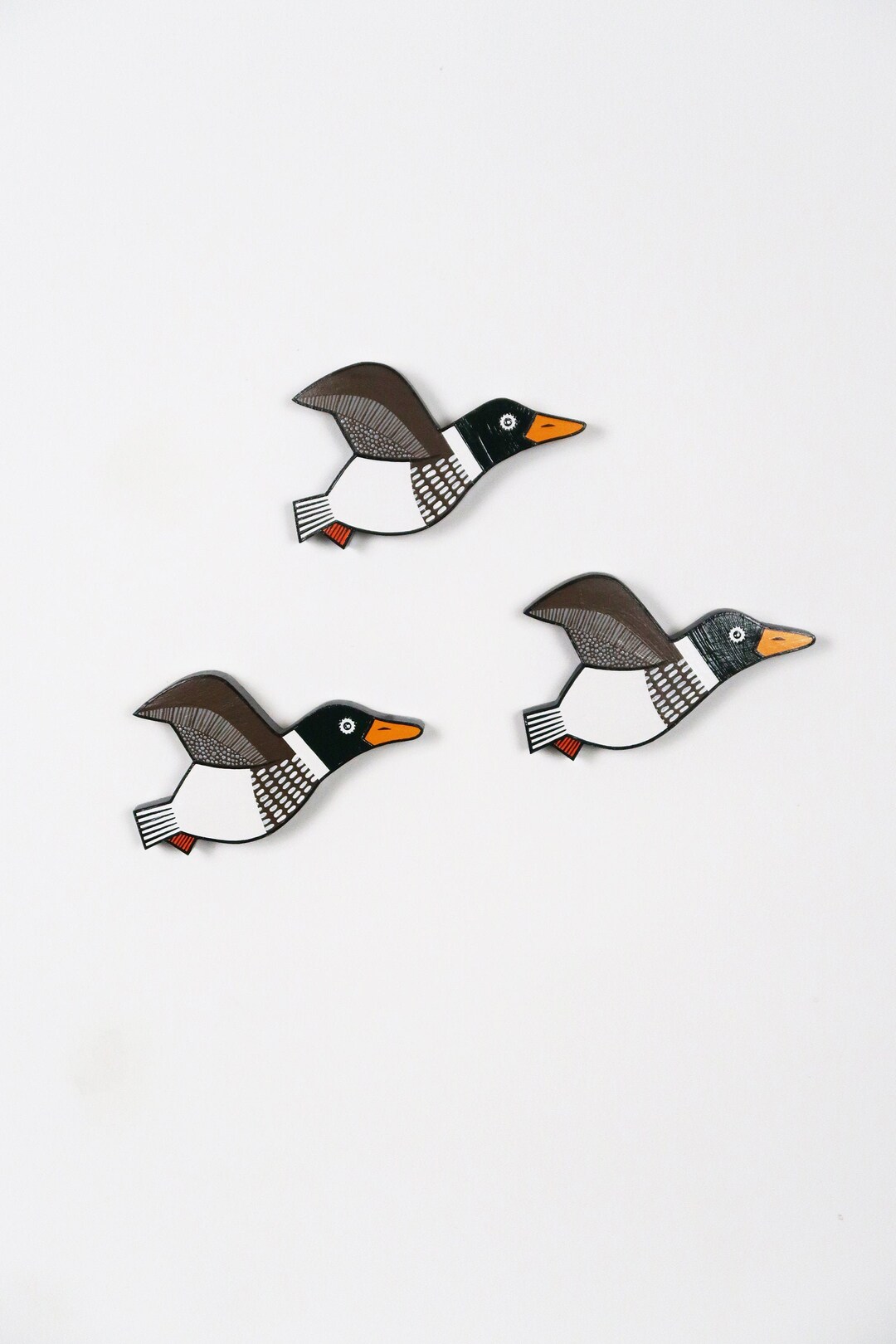 Flying Ducks Wall Art Mallard Duck Artwork Set of 3 Etsy UK