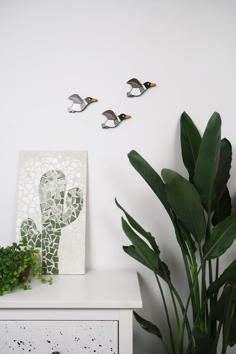 Flying Ducks Wall Art Mallard Duck Artwork Set of 3 Etsy UK