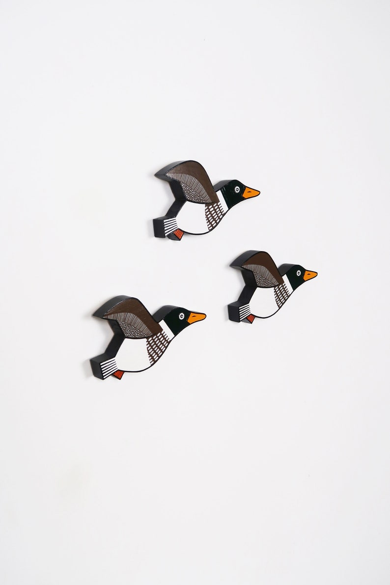 Flying Ducks Wall Art Mallard Duck Artwork Set of 3 Etsy UK
