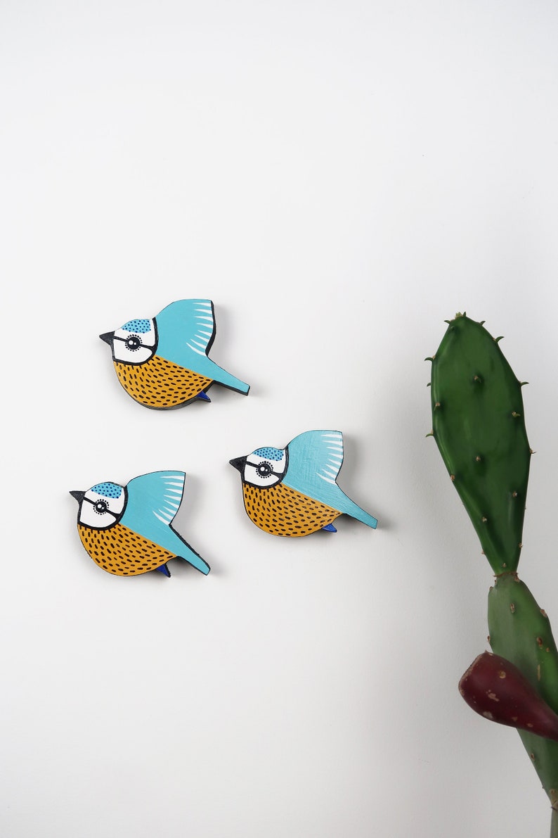 Blue Tit Wall Decor Set Of 3 Little British Birds Flying Etsy Blue Tit Wall Decor Set Of 3 Little British Birds Flying Etsy