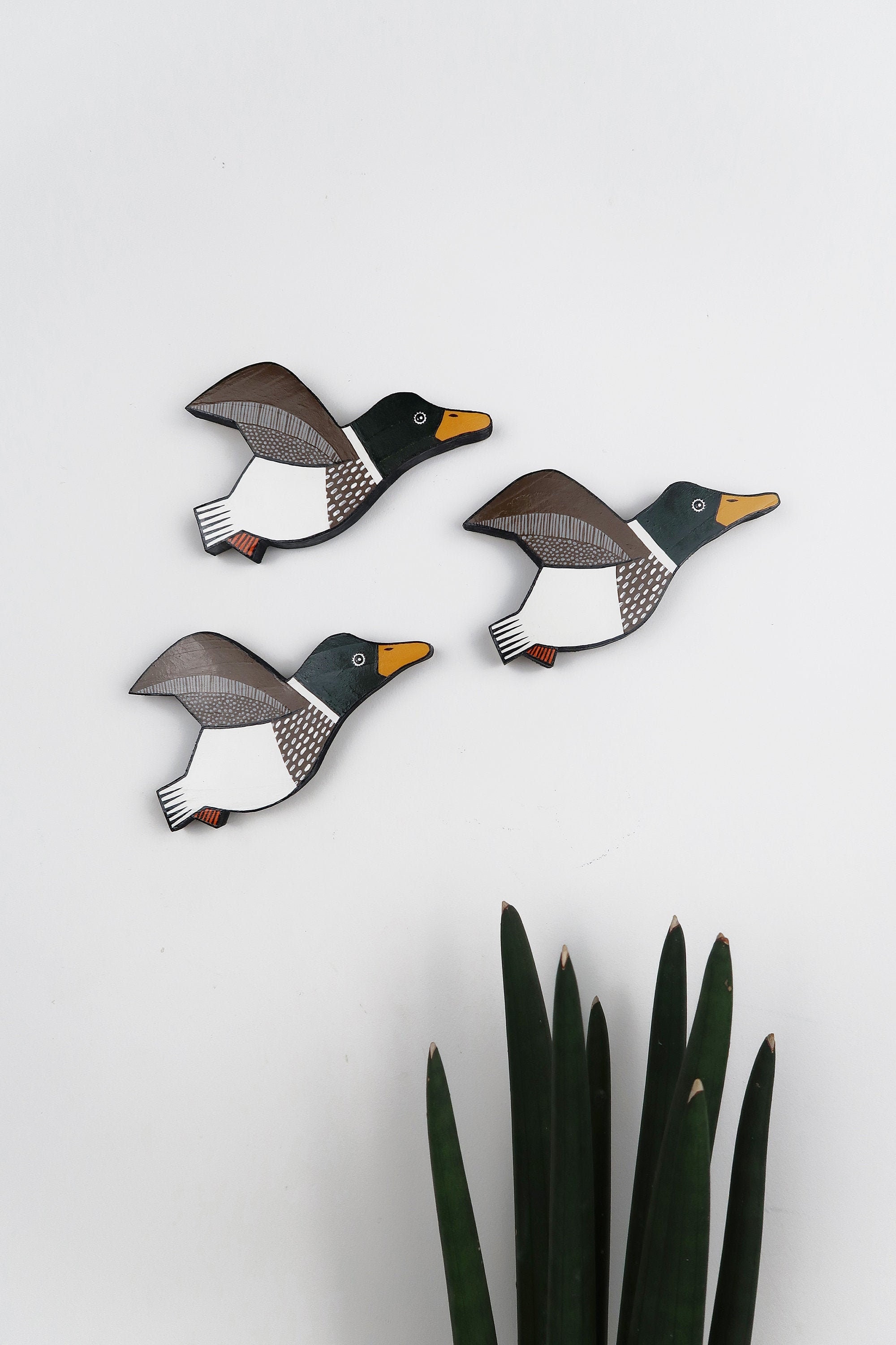 Flying ducks wall art mallard duck artwork set of 3 Etsy