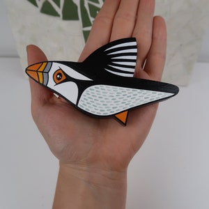 Handmade Wooden Puffin Wall Art: British Wildlife Decor image 7