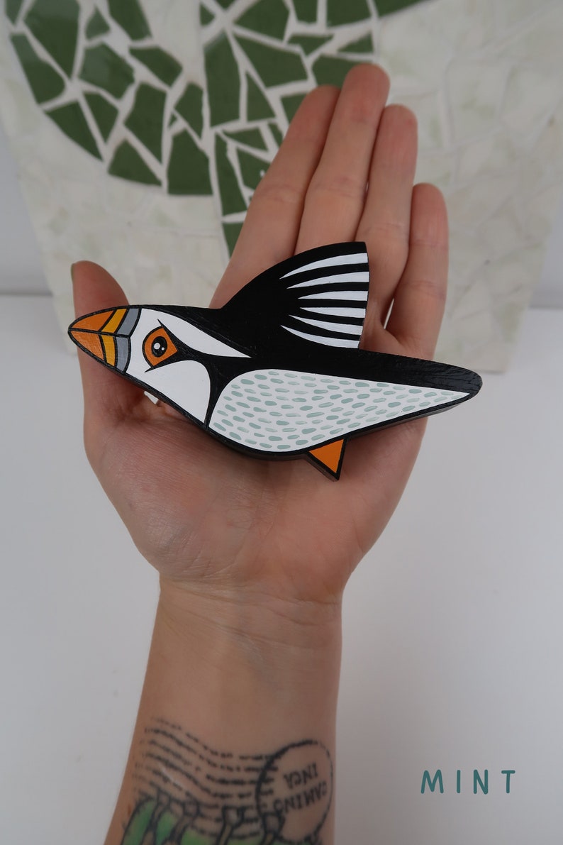 Handmade Wooden Puffin Wall Art: British Wildlife Decor image 7