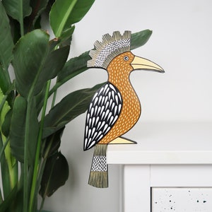 Hand Painted Hoopoe Door Ornament: British Wildlife Wall Decor