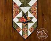 Thanksgiving table runner, Fall, Autumn, Orange, Yellow, Green, Red, Gold