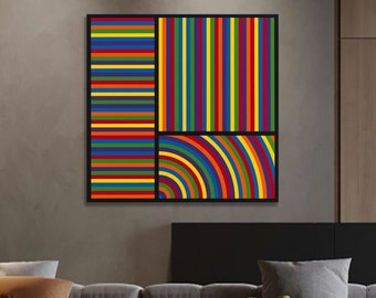 Sol LeWitt, Lines, Stripes, Rainbow, Circle, Abstraction, Geometry, Suprematism, Home Decor, Office Decor, Pub Decor, Canvas Print,