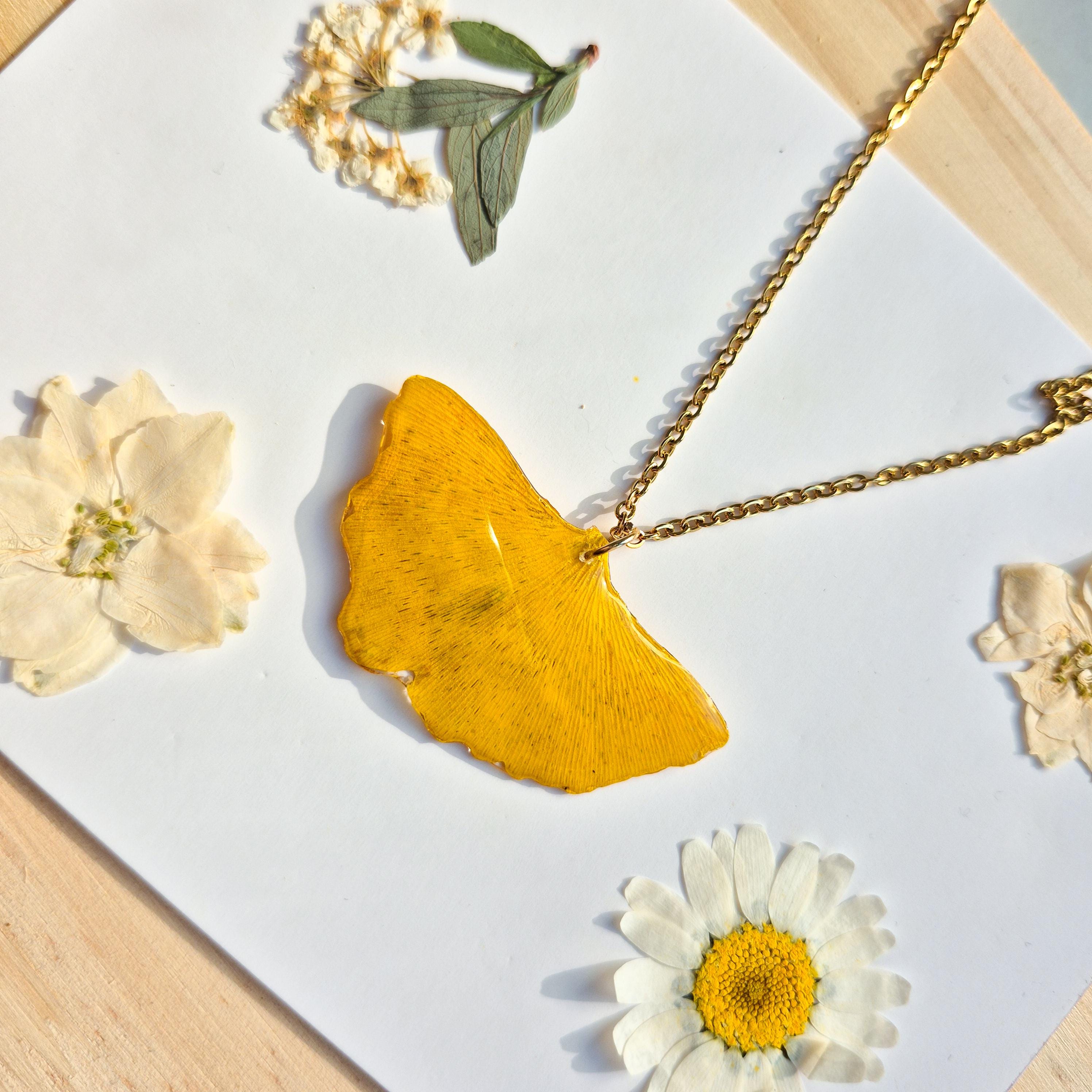 Collier Pendentif Feuille De Ginkgo Biloba - Longueur 18 Pouces, Style Naturel Et Cool