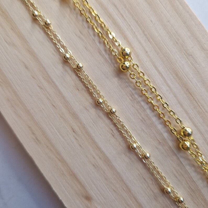 Collane A Catena Con Perline Taglio Diamante In Argento