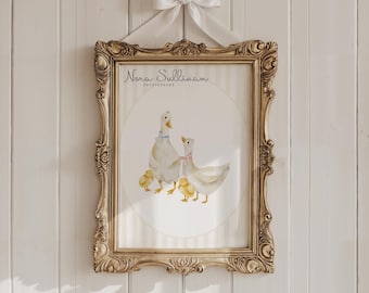Duck Nursery Wall Art, Nursery Wall Art, Vintage Nursery Decor, Neutral Nursery Print