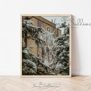 Snowy Touchdown Jesus, University of Notre Dame, Digital Wall Print, Collage Print, ND Wall Print, Home Decor, Fighting Irish, ND Printable