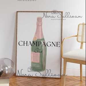Champagne Club, Champagne Prints, Dorm Room Decor, Cocktail Art, Champagne Poster, Girly Wall Art, Wall Prints Trendy, Trendy Wall Art