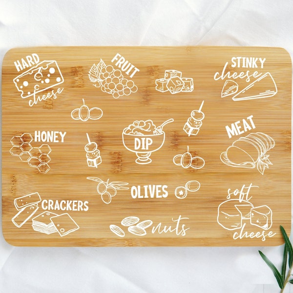 Charcuterie Board SVG, Custom Cutting Board, Digital File, Wine and Cheese Gifts, Engraved Cheese Board, Laser Engrave File