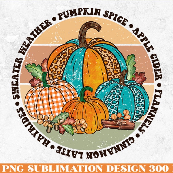 Retro fall sublimation  / pumpkin patch png design / thanksgiving printable file / autumn clipart / commercial use / instant download