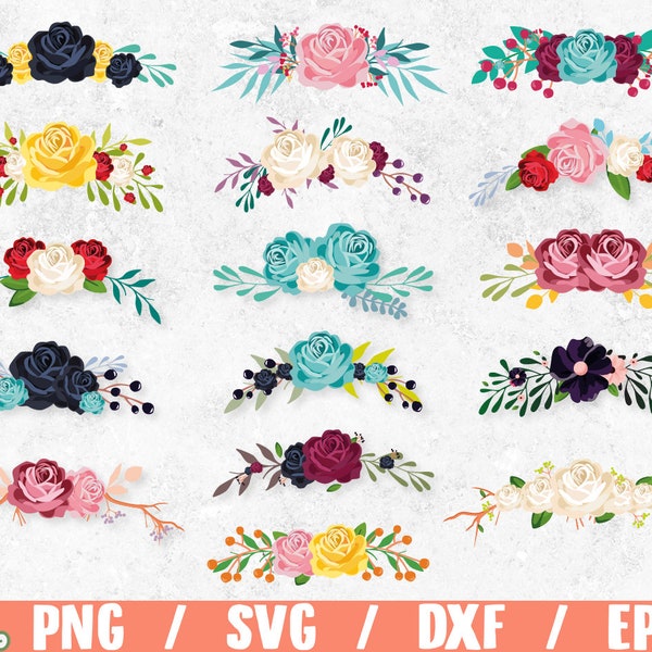 Floral bouquets svg  / watercolor flower bundle png  / floral arrangement / commercial use / transparent background / bouquet svg cut file