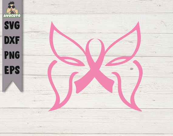 Download Pink Ribbon Butterfly Svg Cancer Awareness Cut Vector File Etsy
