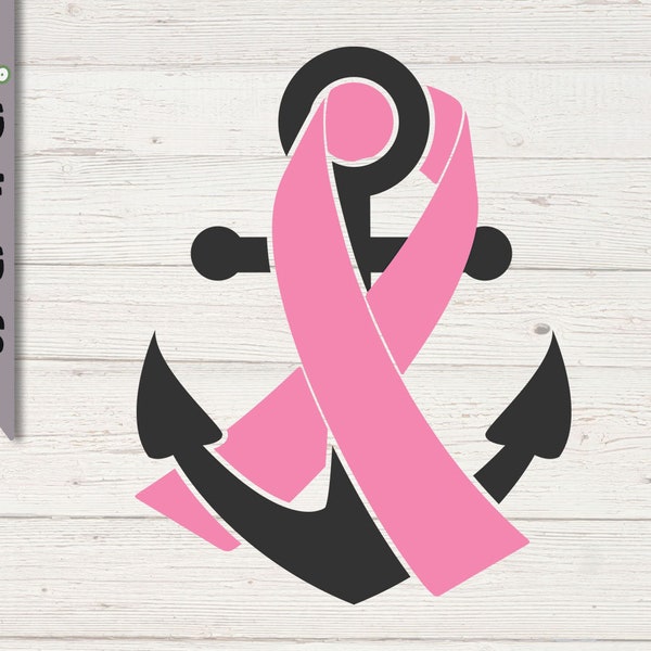 cancer awareness cut svg / pink ribbon anchor / refuse to sink svg /  breast cancer shirt / fight cancer svg / pink ribbon svg  / cancer cut